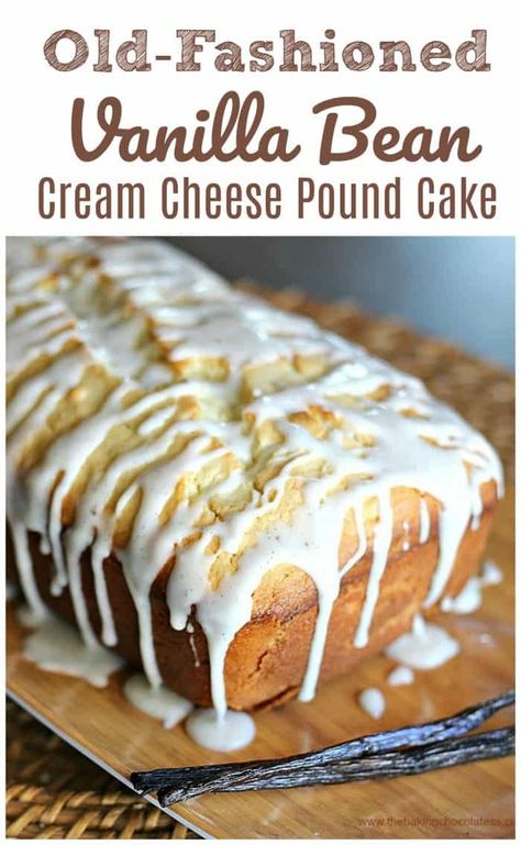 Old-Fashioned Vanilla Bean Cream Cheese Pound Cake with Vanilla Bean Glaze!  #vanilla #pound cake #vanilla bean Vanilla Bean Recipes, Vanilla Bean Cream, Cheese Pound Cake, Cake Vanilla, Cream Cheese Pound Cake, Birthday Breakfast, Salty Cake, Pound Cake Recipes, Dessert Bread