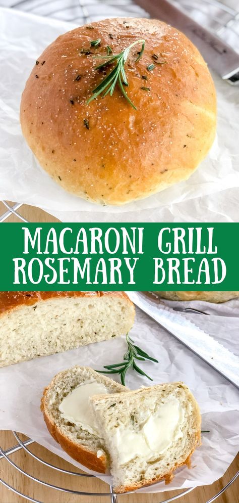 Maggianos Bread Recipe, Copycat Macaroni Grill Rosemary Bread, Bread Machine Rosemary Garlic Bread, Olive Oil Rosemary Bread, Macaroni Grill Dipping Oil, Rosemary Bread Machine Recipe, Macaroni Grill Rosemary Bread, Macaroni Grill Bread, Grilled Bread Recipes