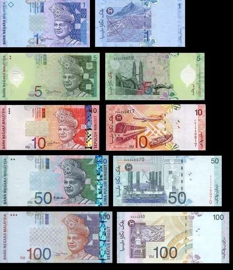 Malaysia Malaysia Money, Malaysian Ringgit, Pound Money, Banknotes Design, Banknotes Money, Money Printables, Currency Design, Foreign Currency, Money Worksheets