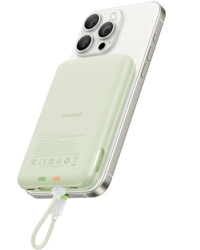 Charmast Compact Wired Portable Charger, Slim 10000mAh Fast Charging Power Bank with Built-in Versatile Cable (Removable) for iPhone & Android (No-Wireless), Aesthetic Gifts for Family Friends Aesthetic Gifts, Portable Power Bank, Portable Charger, Portable Power, Wearable Technology, Home Gadgets, New Gadgets, Aesthetic Design, Battery Pack