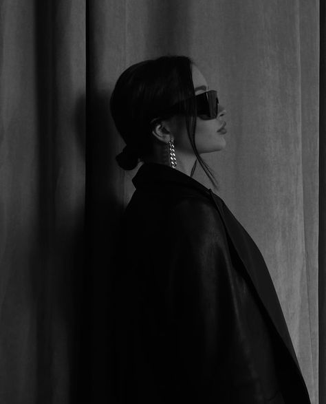 A Woman, Sunglasses, Black And White, Wall, White, Black