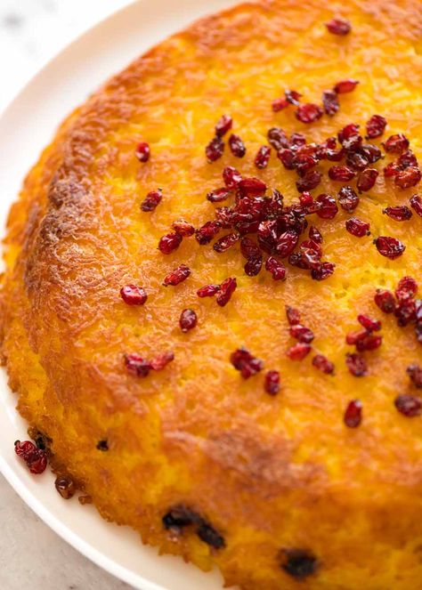 Persian Saffron Rice (Tachin) | RecipeTin Eats Tachin Persian, Persian Rice Recipe, Persian Food Iranian Cuisine, Saffron Recipes, Persian Rice, Iranian Recipes, Iranian Cuisine, Saffron Rice, Armenian Recipes