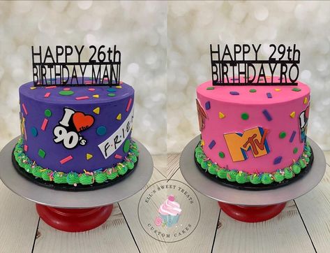 90s Theme Cake Ideas, 90s Theme Cake, 90s Cake Ideas, 90s Birthday Cake, 90s Cake, 90s Birthday, 30th Birthday Bash, 90s Theme Party, Buttercream Cakes