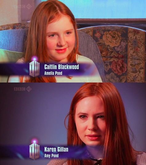 Did You Know ..... Caitlin Blackwood (who plays young Amelia Pond) is actually Karen Gillan's cousin. That's why they look so similar. Amelia Pond, Caitlin Blackwood, Rory Williams, Tv Doctors, Bbc Doctor Who, Amy Pond, 11th Doctor, Karen Gillan, Wibbly Wobbly Timey Wimey Stuff