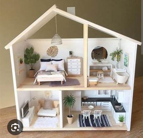 Dolls House Ideas, Diy Dolls House, Maileg House, Maileg Doll House, Ikea Dollhouse, Diy Barbie House, Diy Dolls, Diy Barbie Furniture, Doll House Plans