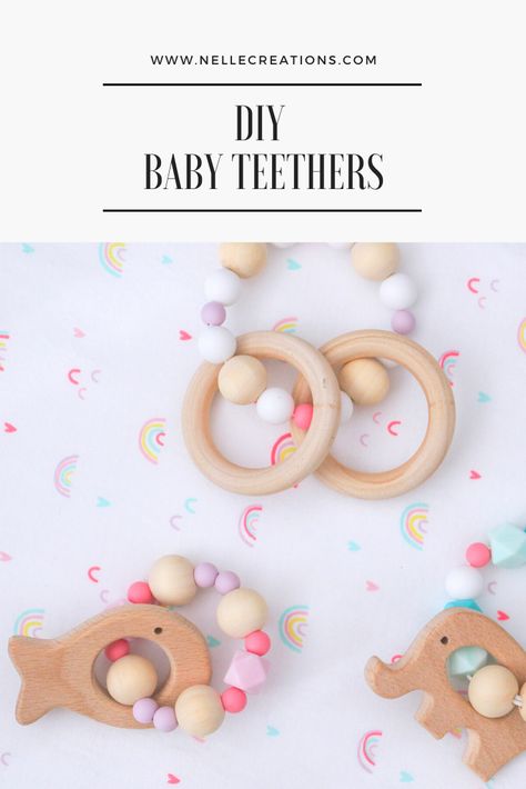 Diy Silicone Teether Tutorial, Diy Silicone Teether, Diy Silicone Bead Pacifier Clip, Diy Teethers For Baby, Wooden Teether Pattern, Diy Pacifier Clip Tutorial, Diy Baby Toys Newborn, Pacifier Diy, Teether Pattern