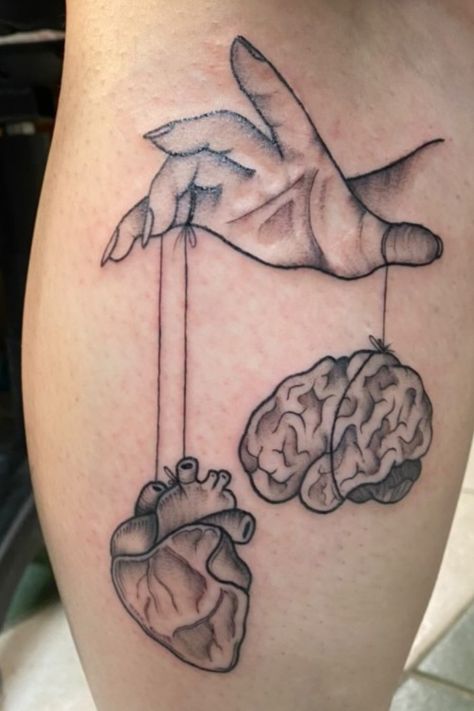 Heart And Brain Tattoo, Brain Tattoo, Heart And Brain, I Tattoo, Flower Tattoo, Tatting, Brain, Tattoos, Quick Saves