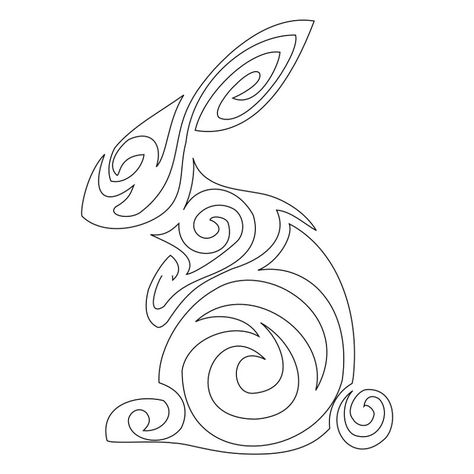 Tribal rabbit Jackalope Drawing Tattoo, Luck Tattoo, Rabbit Drawing, Pacific Northwest Art, Bunny Tattoos, Applique Ideas, Rabbit Tattoos, Cowgirl Art, Celtic Patterns