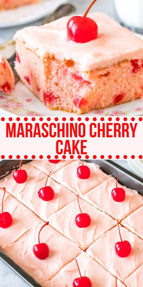 Cherry Flavored Cake, Cherry Icing Recipe, Cherry Birthday Cake Ideas, Marichino Cherry Cake, Cherry Christmas Cake, Marchino Cherry Cake Recipe, Cherry Garcia Cake, Pink Cherry Cake, Cherry Nut Cake