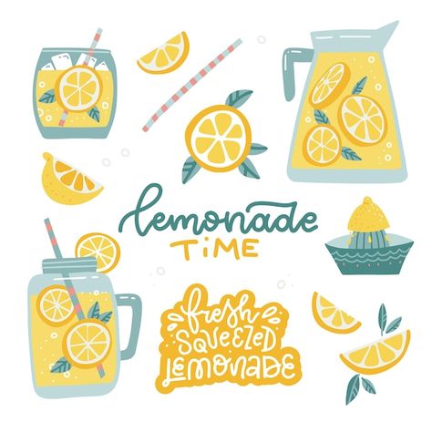 Flat Design Colors, Citrus Cocktail, Light Blue Decor, Pitcher Drinks, Citrus Cocktails, Lemon Ice, Party Invite Design, Holiday Icon, Baby Shower Invitaciones