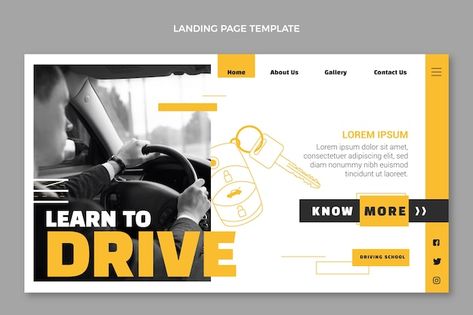 Free vector flat design driving school l... | Free Vector #Freepik #freevector #education-landing-page #school-website #education-website #school-landing-page Driving School Design, School Landing Page, School Supply Drive, Dribbble Design, School Website, Learning To Drive, Driving School, Page Template, Flat Design