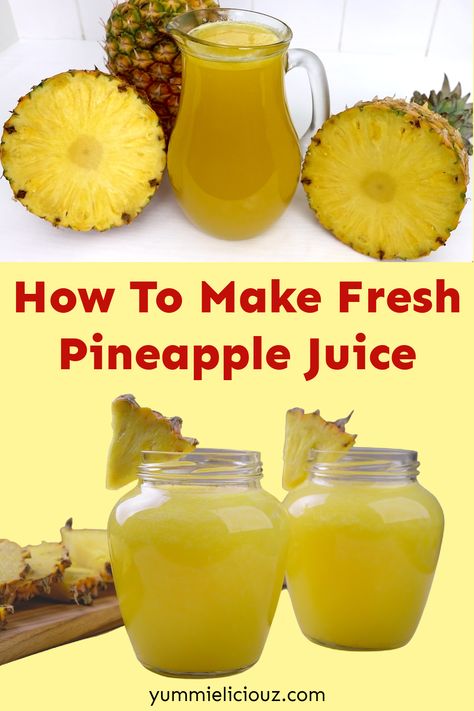 Learn how to make fresh pineapple juice home. Fresh Pineapple Juice, Pineapple Juice Recipes, Easy Juice Recipes, Fat Burning Juice, Raw Juice, Detox Juice Recipes, Juicer Recipes, Fresh Pineapple, The Smoothie Diet