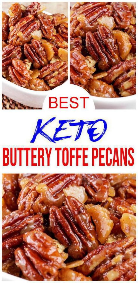 Keto Pecans! Delicious candied pecans low carb keto candy pecans recipe. 3 Ingredient Keto Buttery Toffee Candied Pecans. Low carb healthy snacks that is easily done in under 15 minutes. Great for easy grab and go snacks. Low carb buttery toffee candy pecans are keto friendly. Easy & simple perfect to satisfy your cravings for chips, crackers and sweet & salty snacks. Great low carb snacks to make today. #easyrecipe #snacks #healthy Keto Pecans, Toffee Pecans, Pecan Recipes Easy, Pecan Recipe, Low Carb Candy, Keto Candy, Easy Keto Recipes, Diet Ideas, Pecan Recipes