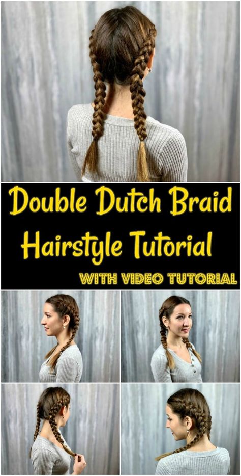 Check out this step by step photo and video tutorial for creating a classic double dutch braided hairstyle! This is a great style for hair of all lengths. A simple but classic long hair style that is easy for even those new to braiding. #braiding #doubledutch #hairstyles #longhair Double Dutch Braids Tutorial, Style For Hair, Dutch Braid Hairstyle, Dutch Braid Tutorial, Double Dutch Braid, Dutch Braid Hairstyles, Double Dutch, Braided Prom Hair, Braided Hairstyle