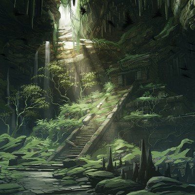 Jungle Temple Fantasy Art, Forest Temple Art, Abandoned Temple Fantasy Art, Ancient Temple Art, Forest Temple Concept Art, Jungle Temple Concept Art, Temple Rpg, Overgrown Temple, Fantasy Temple