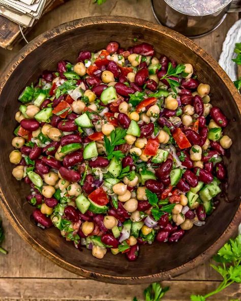 Lebanese Bean Salad, Plant Based Bean Salad, Oil Free Bean Salad, Oil Free Whole Food Plant Based, Monkey And Me Recipes, Wfpb Recipes No Oil Dinner, Wfpb Recipes No Oil, No Oil Recipes, Bean Salad Vegan