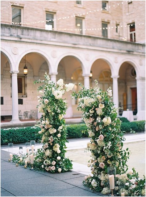 Jenna & Connor: Boston wedding at the Public Library - Limoncello Favors, Boston Public Library Wedding, Public Library Wedding, Floral Installation, Library Wedding, Wedding Ceremony Arch, Rhode Island Wedding, East Coast Wedding, Whiskey Bar