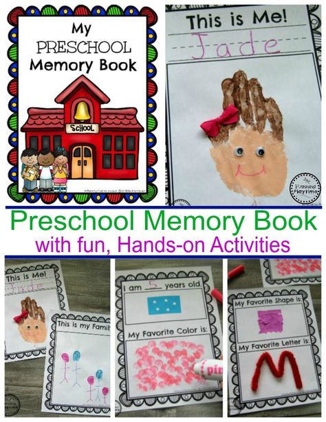 Preschool Memory Book Memory Book For Preschool, Preschool End Of Year Memory Book, Pre K Portfolio Ideas, Preschool Memory Book Cover, Preschool Memory Book Printables Free, Preschool Scrapbook Ideas, Prek Memory Book, Preschool Yearbook, Preschool Scrapbook