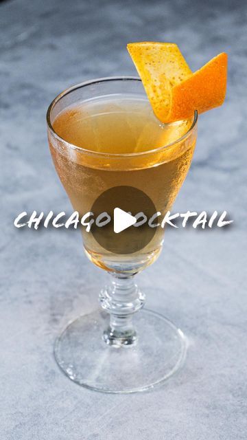 The Chicago Cocktail, essentially an Old Fashioned topped with Champagne. What’s the reason we haven’t been putting Champagne on our ... | Instagram Orange Peel Garnish, Cocktails Classic, Chicago Cocktail, Tasty Drinks, Drinks Cocktails, Angostura Bitters, Bitter Orange, Orange Peel, Simple Syrup