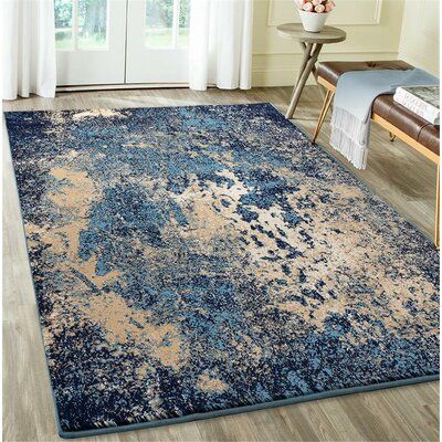 Williston Forge Jeremiah Polypropylene Blue Area Rug Rug Size: Modern Rugs Grey, Abstract Area Rug, 5x7 Area Rug, 9x12 Area Rugs, Area Rug Sizes, Vintage Room, Modern Carpet, Dining Room Rug, Blue Area