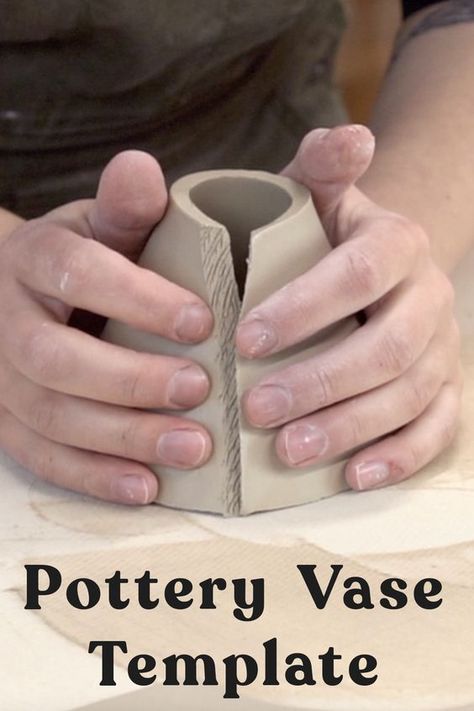 Minimal Vase, Pottery Templates, Ceramic Tile Crafts, Cone Template, Pottery Tutorials, Handbuilt Pottery, Slab Ceramics, Beginner Pottery, Tile Crafts