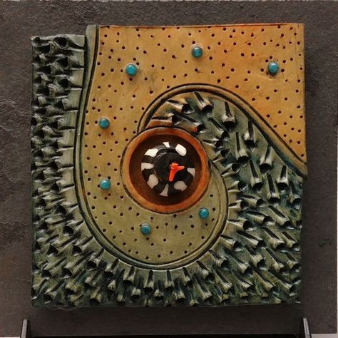 Vicki Grant, Tactile Art, Abstract Ideas, Artisan Tiles, Concrete Sculpture, Clay Wall Art, Birthday Party Crafts, Leather Ideas, Ceramic Wall Art