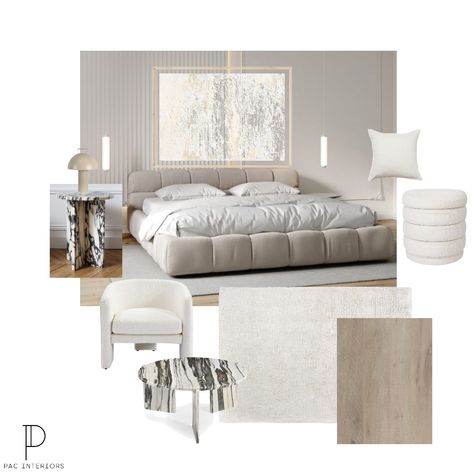 Moodboard For Bedroom, Minimalist Bedroom Mood Board, Panda White Marble, Monochromatic Colour Palette, Interiors Mood Board, Mood Board Bedroom, White Marble Coffee Table, Minimalistic Bedroom, Monochromatic Colour