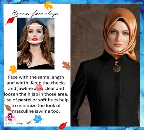 Square face shape (jaw structured) Hijab For Square Face, Hijab For Square Face Shape, Square Face Glasses, Fashion Hijab Casual, Hijab Street Fashion, Learn Fashion, How To Wear Hijab, Hijab Hipster, Hijab Jeans