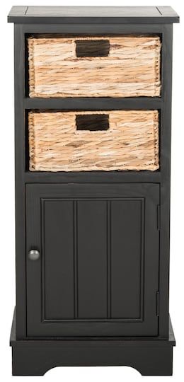 Connery Cabinet in Vintage White Black Storage Cabinet, Safavieh Furniture, Shelf Baskets Storage, Black Storage, Black Cabinet, Traditional Farmhouse, Ashley Furniture Homestore, Black Furniture, Accent Doors