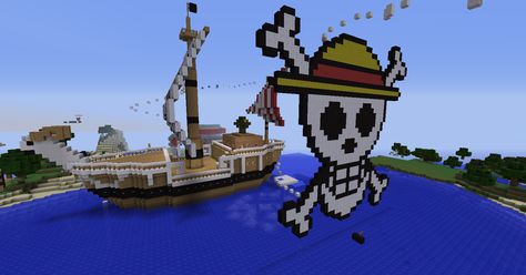 One Piece Going Merry and Jolly Roger sign I built in Minecraft :) One Piece Minecraft, Minecraft One Piece, Going Merry, Owl Crochet, Owl Crochet Patterns, Minecraft Server, Minecraft Inspo, Minecraft House, Anime Reviews