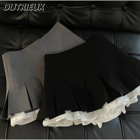 Just found this amazing item on AliExpress. Check it out! $30.15 35％ Off | Japanese College Style Pleated Skirts Women New Autumn and Winter All-Matching Mini Skirt Female High Waist A- Line Black Skirt Japanese College, Korean Patchwork, Goth Skirt, Alt Clothes, Mini Pleated Skirt, Japanese Kawaii, Ruffle Mini Skirt, Skirt Y2k, Skirts Women