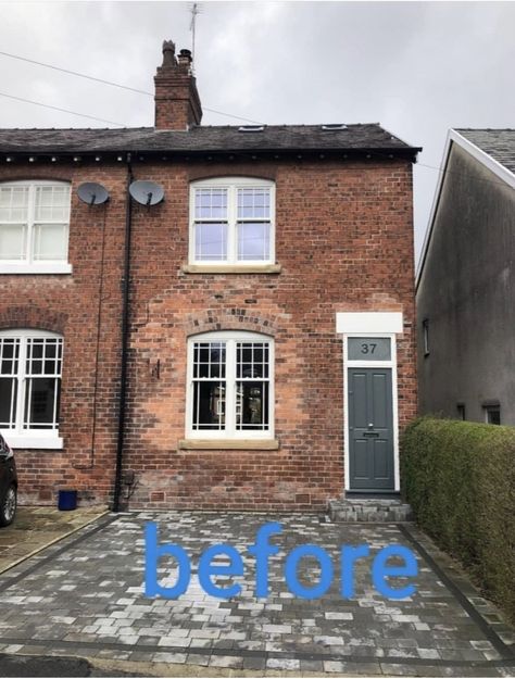 A window hand been changed and a bricklayer had poorly matched the surrounding bricks. The results after brick tinting. Brick Tinting, End Terrace House, South Manchester, House Before And After, After Pictures, Before And After Pictures, Brickwork, Terrace House, Terrace