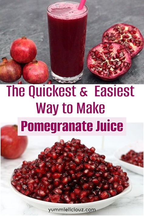 How to make pomegranate juice without a juicer within a couple of minutes. Pomegranate juice is a healthy drink. Pomegranate juice is refreshing and so easy to make. Pomegranate Juice Recipe, Fat Burning Juice Recipes, Juice Detox Recipes, Easy Juicing Recipes, Juice Without A Juicer, How To Make Juice, Recipes Juice, Easy Juice Recipes, Start A Healthy Lifestyle