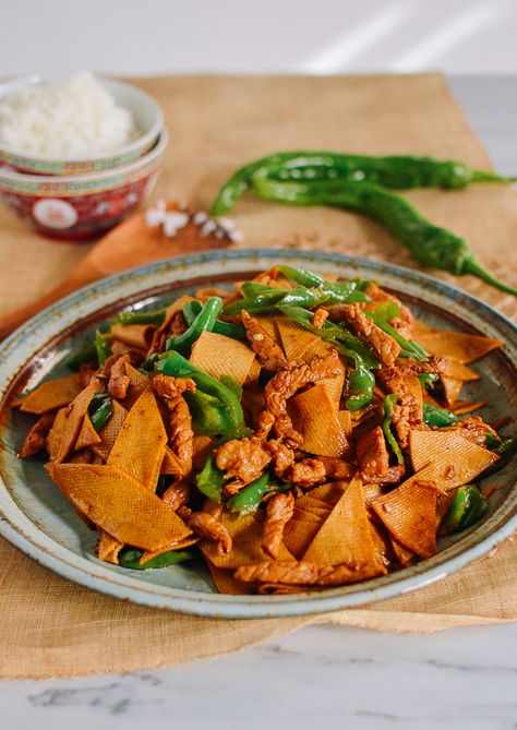 Chinese Tofu Sheet Stir-Fry (千张肉丝) | The Woks of Life Stir Fry Tofu, Stir Fry Vegan, Chinese Tofu, Fry Tofu, What Is Tofu, Tofu Skin, Dried Tofu, Tofu Noodles, Wok Of Life