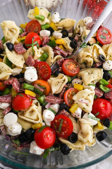 Easy Italian Tortellini Pasta Salad - Kalefornia Kravings Italian Tortellini Pasta Salad, Italian Tortellini Pasta, Kalefornia Kravings, Tortellini Pasta Salad Recipes, Italian Tortellini, Cheesy Tortellini, Tortellini Pasta Salad, Pasta Salad With Tortellini, Zesty Italian Dressing