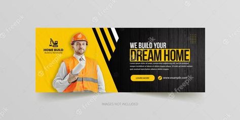 Premium PSD | Handyman home repair or construction facebook timeline cover and web banner template Construction Billboard Design, Construction Banner Design Ideas, Billboard Architecture, Banner Sample, Cover Photo Design, Wedding Couple Cartoon, Cover Page Template, Email Signature Templates, Facebook Cover Template