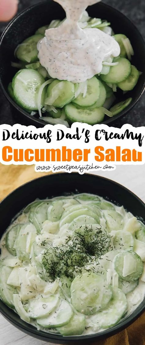 Creamy Cucumber Radish Salad, Dads Creamy Cucumber Salad, Creamy Cucumbers And Onions, Creamy Cucumber Salad With Mayonnaise, Ranch Cucumber Salad, Marinated Salads, Creamy Italian Cucumber Salad, Easy Creamy Cucumber Salad, Cucmber Salad