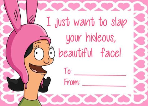 Louise, Bob's Burgers Bobs Burgers Valentines, Office Valentines, Valentines Photo Booth, Bobs Burgers Louise, Bob Burgers, Linda Belcher, Burger Party, Punny Valentines, Funny Valentines Cards