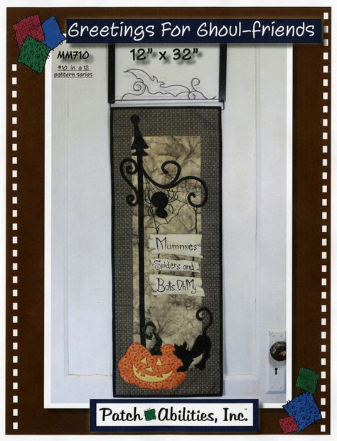 Seasonal Door Banners - Simple Wall Hanging - Easy Applique - Patch Abilities - Optional Door Hanger - Finish 12x32 Simple Wall Hanging, Easy Applique, Door Banners, Over The Door Hanger, Letters Pattern, Hanging Quilts, Halloween Quilts, Fabric Letters, Precut Fabric