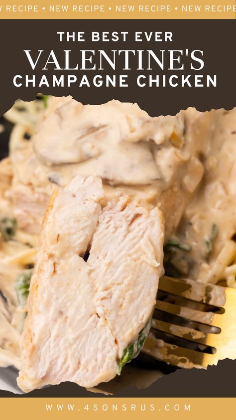 Elegant Dinners For Two, Champagne Recipes Food, Champagne Chicken Recipe, Elegant Chicken Recipes, Champagne Sauce Recipe, Champagne Cream Sauce, Vienna Bread, Champagne Chicken, Champagne Recipe