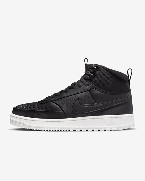 Nike Court Vision Mid Winter Men's Shoes. Nike.com Winter Shoes Outfits, Nike Court Vision Mid, Black Casual Shoes, Nike Court Vision, Court Vision, Mens Shoes Black, Mens Nike Shoes, Shoes Nike, Winter Shoes