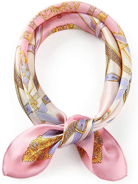 Pure Mulberry Silk Scarfs Women Small Square Scarf 21" x 21" Breathable Lightweight Neckerchief Printed Headscarf (G-30 Grace Pink) at Amazon Women’s Clothing store Pink Silk Scarf, Silk Scarfs, Silk Scarf Hair, Silk Bandana, Cooling Scarf, Brands Fashion, Fashion Scarves, Womens Winter, Hair Wraps