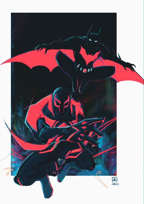 Batman Beyond Wallpaper, Character Crossover, Spiderman 2099, Superhero Room, Fav Character, Art 2024, Anime Fanfiction, Batman Beyond, Batman Universe