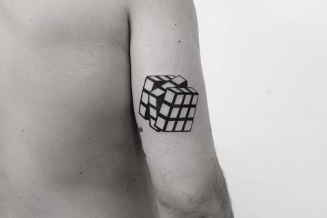 Ilya Brezinski | tattoo artist page Rubix Cube Tattoo, Cube Tattoo, Pencil Tattoo, Sheep Tattoo, Minimal Graphic, Rubix Cube, St Petersburg Russia, Fish In A Bag, Petersburg Russia