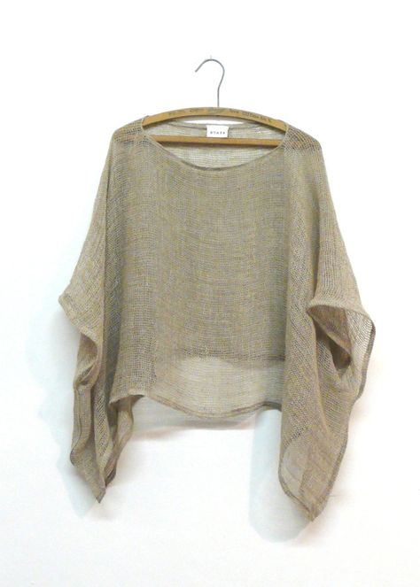 Flax poncho, perfect for Arizona. Yes! Flax Clothing, Color Crew, Irregular Hem, Clothing Retail, Linen Clothes, Cotton Top, Sewing Clothes, Sewing Inspiration, Cotton Tops