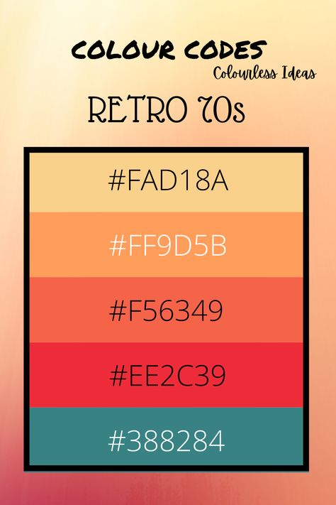 2000s Colour Palette, Skater Color Palette, Retro Color Palette Hex Codes, Comic Color Palette, Retro Color Palette 1970s, Retro Pallete, 70s Palette, 70s Colour Palette, Color Palette Retro