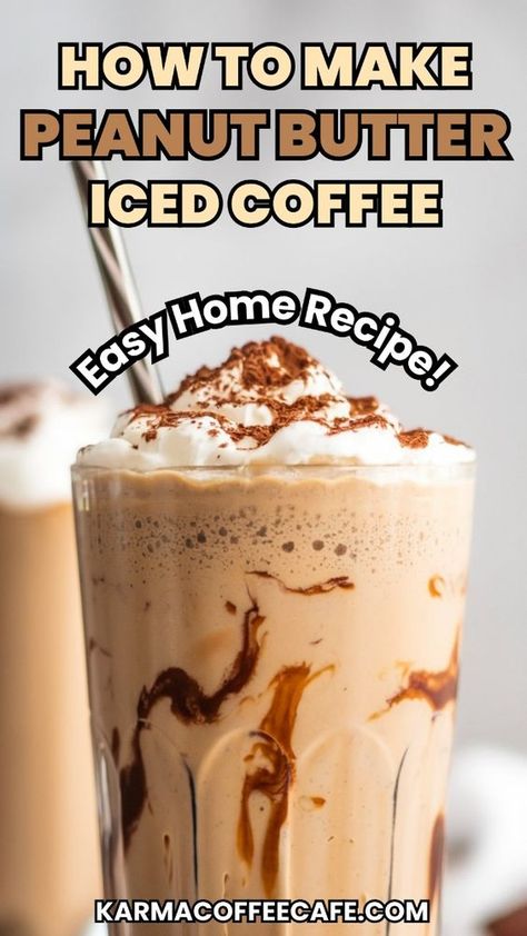 Want a new way to enjoy iced coffee? Try this homemade peanut butter iced coffee recipe. It’s quick, easy, and full of rich flavors that will satisfy your coffee cravings. Perfect for a summer treat or an anytime pick-me-up. Cappuccino Iced Coffee, Iced Coffee Diy At Home, Homemade Starbucks Cold Brew Drinks, Fun Healthy Coffee Drinks, Coffee Flavored Recipes, Ice Coffee Protein Drink, Peanut Butter Cold Brew Coffee, Paleo Iced Coffee Recipes, Basic Iced Coffee Recipe