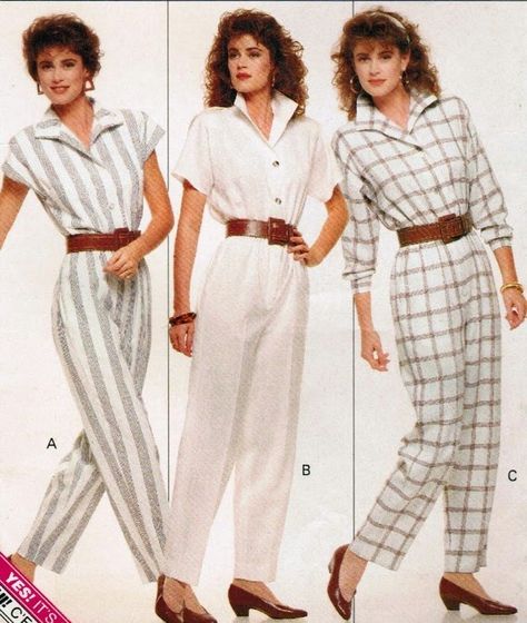 Womens Jumpsuit Pattern, Leaf Sewing, 90s Fashion For Women, 80s Jumpsuit, 1980s Fashion Women, 1980 Fashion, 1980’s Fashion, Jumpsuit Vintage, Fashion 1980s