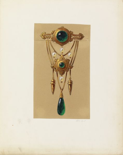 Alexis Falize, Design for a Gold and Cabochon Gem Brooch @artsy Alexis Falize, Draw Gemstones, Sketching Jewelry, Sketch Jewelry, Mine Photo, Jewelry Rendering, Cooper Hewitt, Bijoux Art Nouveau, Jewellery Design Sketches