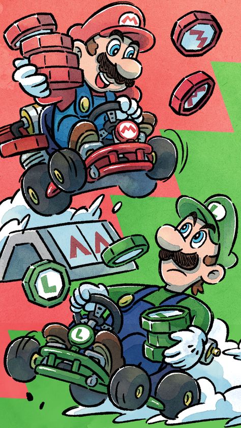 Luigi Phone Wallpaper, Mario And Luigi Wallpaper, Mario Bros Wallpaper, Mario Wallpaper, Mario Fanart, Mario Fan Art, Mario Stuff, Super Mario Kart, Super Mario And Luigi